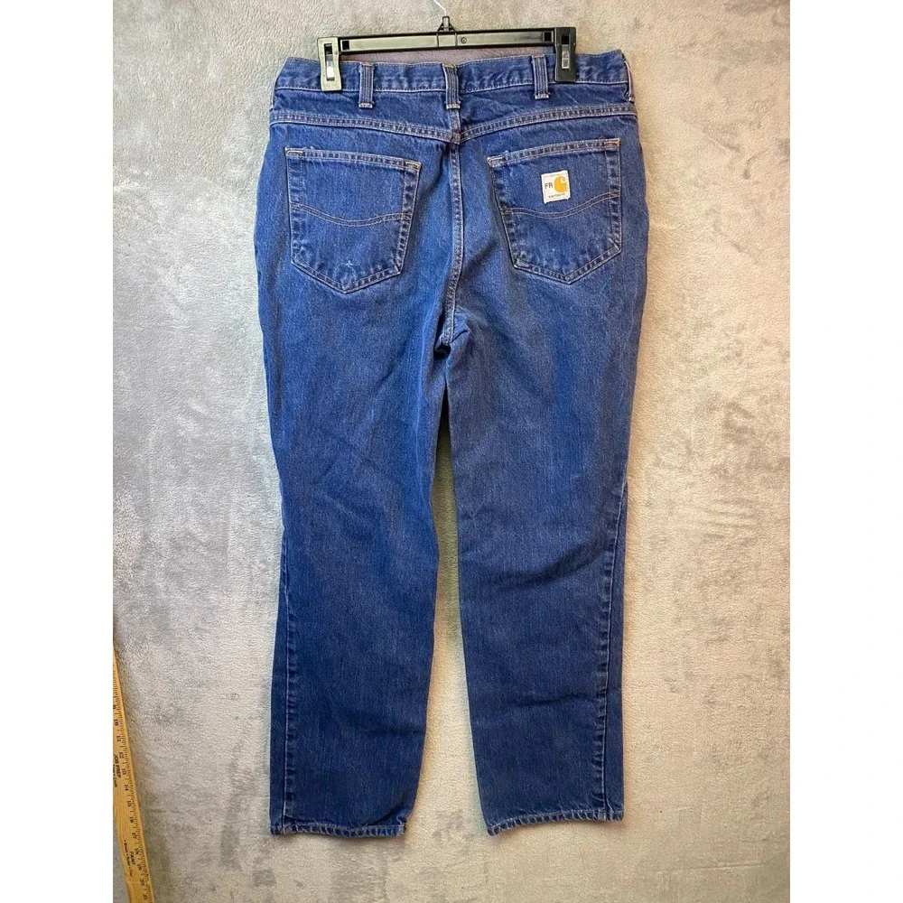 Carhartt FR Flame Resistant 34x34 Blue Denim Straight Leg Work Jeans